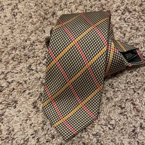 Ralph Lauren Houndstooth Plaid Tie in Black, Red, and Yellow